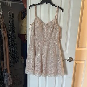 City Triangles Sequin Mini Dress in Beige